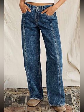 Flamingals Classic  Mid-Rise  Staight  Leg Jeans - Dark Blue